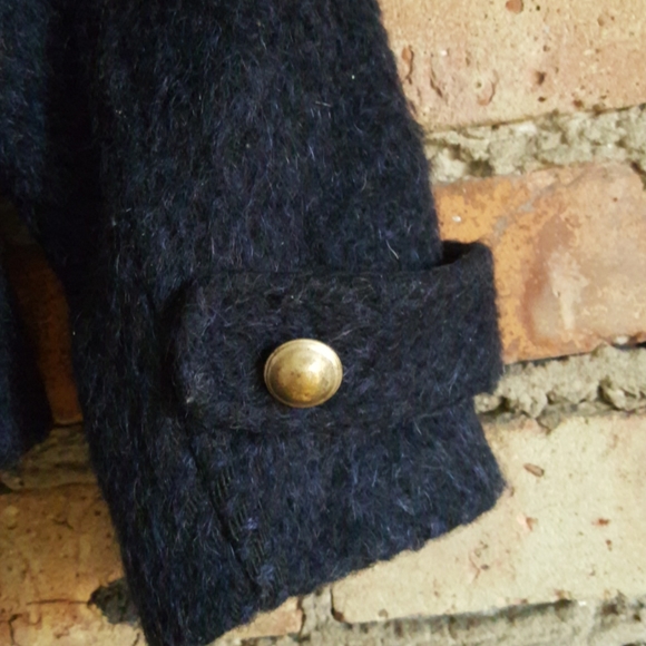 Vintage wool navy blue double breasted pea coat - Picture 4 of 5